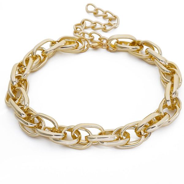 Personalisierte Mode große Retro Ketten Halskette für Frauen Twist Gold Farbe klobige dicke Schloss Halsband Kette Halsketten Party Schmuck