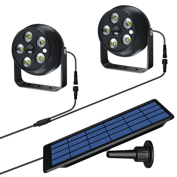 Luzes de parede solar Spotlight Heads Double Heads Outdoor LED LED LED PONTO LIGADO LIGADO DE SOL LUZ DE SOL PODERADO DE 3 MODOS