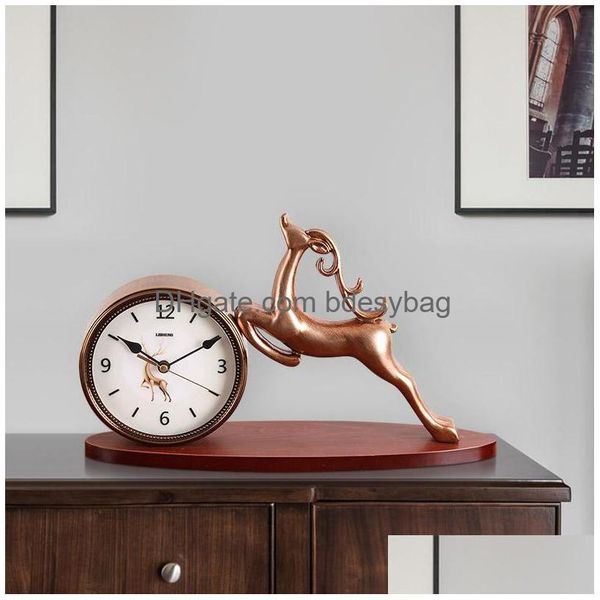 Orologi da tavolo da scrivania Orologio europeo creativo Silenzioso di lusso Arte dorata Soggiorno vintage Desktop Relogio De Mesa Decorazioni per la casa A60Zz Dr Dhcut