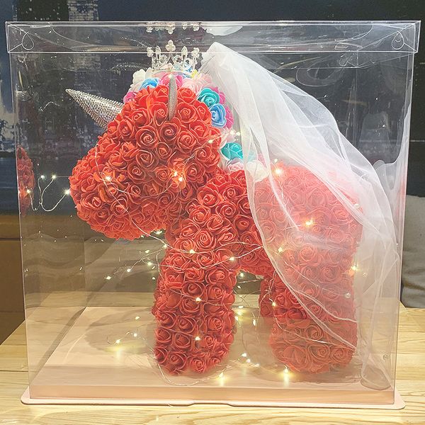 Fiore eterno Unicorno PE Bubble Bear Regalo di San Valentino per l'amante Unicorno rosa creativo