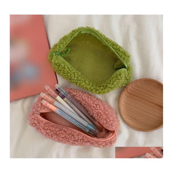 Aufbewahrungstaschen Studenten Federmäppchen Plüschtasche mit Reißverschluss Make-up-Beutel Briefpapierhalter Organizer für Schule Büro Kind Mädchen Drop Del Otayd