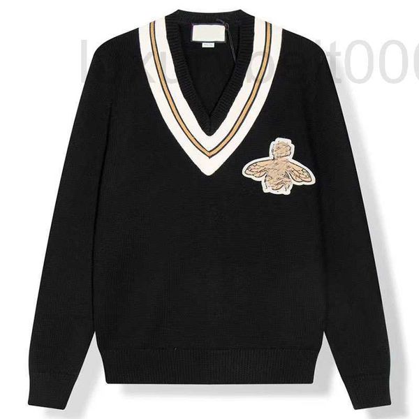 Мужские свитеры дизайнер G22SS Осень и зима Новый V-образный выстрел Little Bee Sticker Sweater Fashion Мужчины Женщины Traceless 6UY9