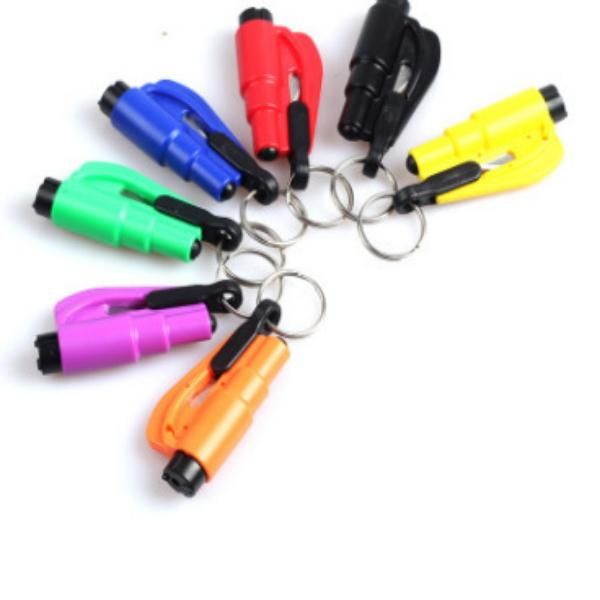 Life saving keychain self defense keychains whistle hammer artifact portable emergency rescue car accessories safety belt glass broken window tool 8color