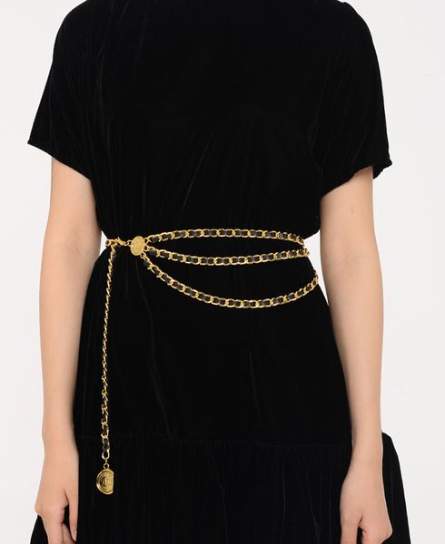 2023 Correias de cintura met￡lica Cintos femininos designer casual vestido novo estilo simples cinto de corrente dupla ajust￡vel Mulheres acess￳rios de moda presente