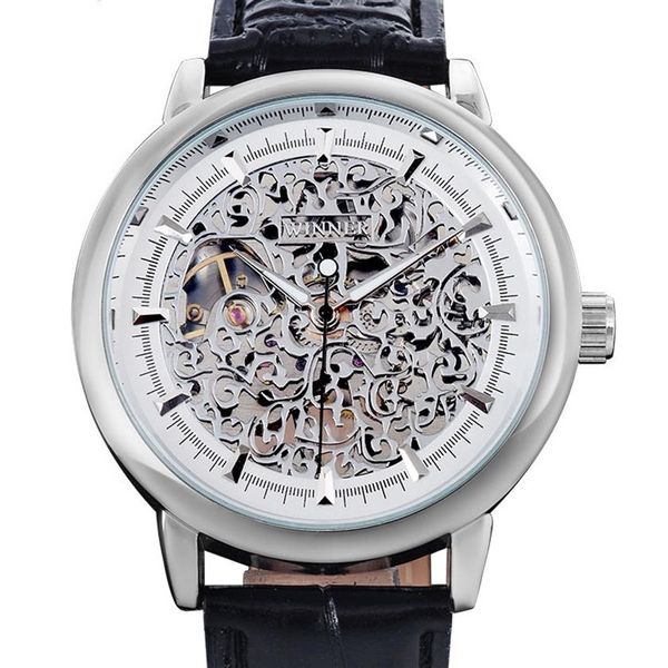 2021 Vincitore Scheletro Meccanico Orologi Da Uomo di Marca di Lusso Cinturino In Pelle Orologio Relogio Masculino Uomini di Modo di Stile Orologio Ora Male229t