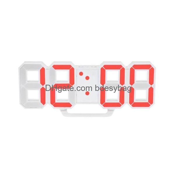 Orologi da tavolo da scrivania Design moderno Orologio da parete digitale a led di grandi dimensioni Orologio da parete vintage unico Decorazione domestica Timer Allarme Drop Delivery G Dh4Kw