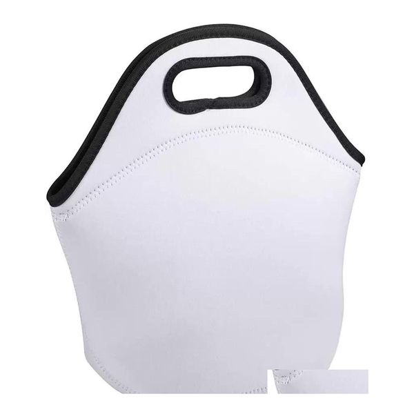 Borse per il pranzo Borsa per sublimazione Vuoto Bianco Riutilizzabile Neoprene Tote Bages Bagees Insated Soft Fai da te Scuola Casa Dhs Inventario Commercio all'ingrosso Drop Dhesu