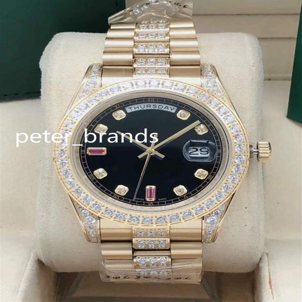Automatische Herrenuhr, 41 mm Goldgehäuse, Steine, Lünette und Diamanten in der Mitte des Armbands, 5-Farben-Zifferblatt, voll funktionsfähige Armbanduhren, hohe Qualität301W