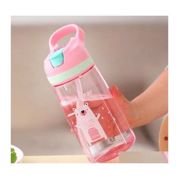 Wasserflaschen 450 ml Kinderflasche mit St BPA Kinder Trinkkessel Gesunder Kunststoff Tragbare Sport Drop Lieferung Hausgarten Küche Otdjt