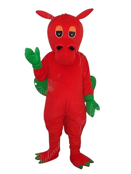 New Adult Professional Cartoon Red Dragon Mascot Costume Party Christmas Fancy Dress Halloween