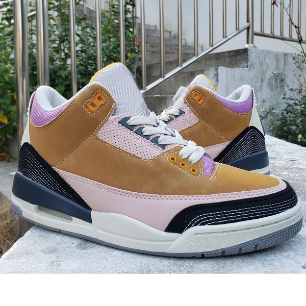 Retro womens jumpman 3s basketball shoes AJ3s Winterized Brown Black White Gold Atmosphere Pink Mocha Muslin Canvas Black Cement sneakers tennis with box
