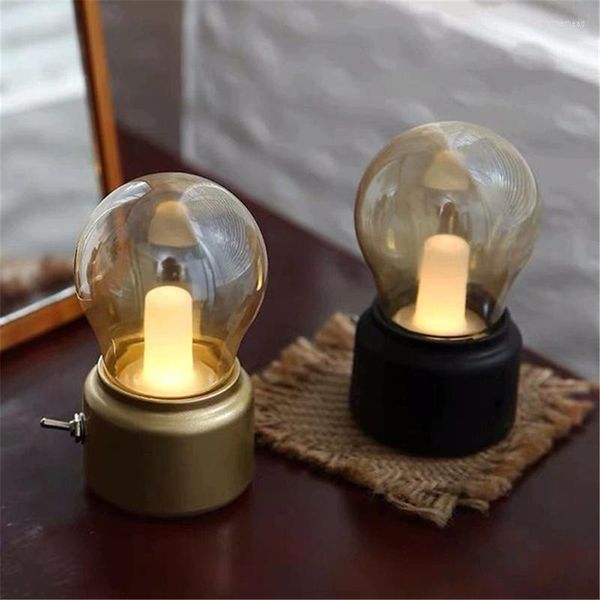 Luci notturne Lampadina a LED Lampada da scrivania classica Decorazione Retro Creativo USB Ricaricabile Comodino leggero per arredamento dormitorio camera da letto