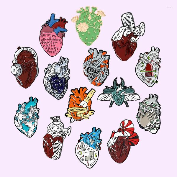 Broches Anatomisch Menselijk Hart Serie Emaille Pins Muziek Steampunk Voor Mannen Gothic Revers Pin Badge Metalen Sieraden Gift Groothandel