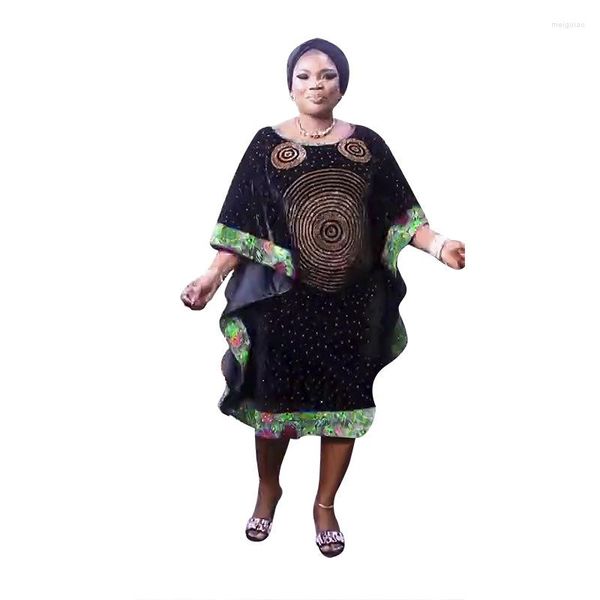 Ethnische Kleidung 3 Farben African Dashiki Kleid Frauen Traditionelle Afrika Bazin Riche mit Schal Fix Strass Röcke