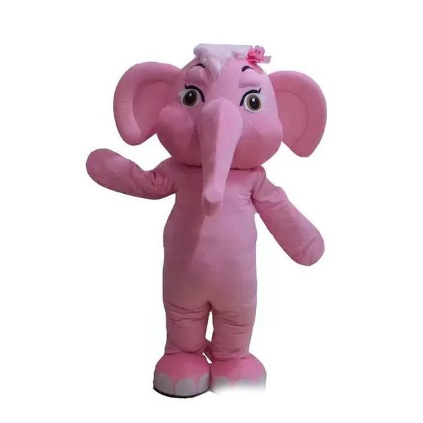 Rosa Elefant Charakter Maskottchen Kostüm Outfits Erwachsene Größe Cartoon Maskottchen Kostüm für Karneval Festival kommerzielle Kleidung