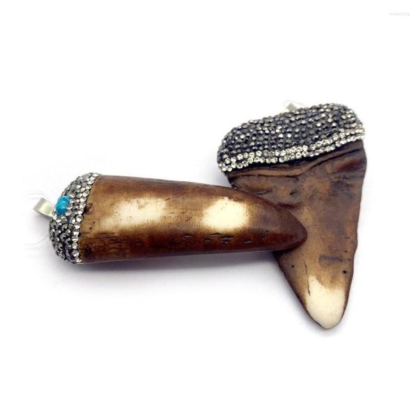 Charmos da forma de dente de lobo vintage resina pingente de vaca jóias que produzem colar de colar diy chifres de boi judeus