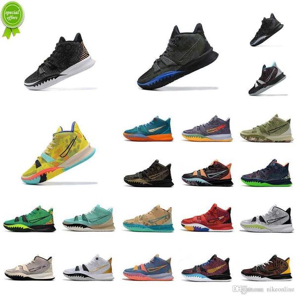 Top Womens Herren Kyrie 7 Basketballschuhe Kinder Irving Kyries VII 7s Sneaker vorgewärmt schwarz Gold Weiß Multi-Farbe Yellow Ostern Tennis mit