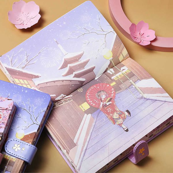 A5 Japanese Style Diary Personalized Creative Color Page Illustration Cute Notebook Student Manual Ledger Notepad Notebooks