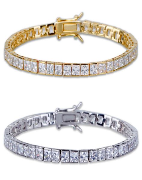 Charm Fashion Classic Tennis Bracelet Jewelry Design Branco AAA Chaps de pulseira de zircônia cúbica AAA Tamanho de ouro 18k 8 polegadas para homens BR8924143