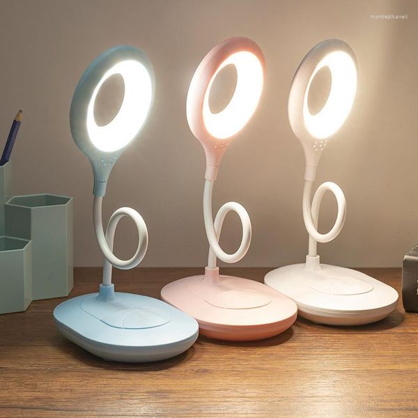 Lampade da tavolo Lampada da scrivania LED Press Dimming Protezione degli occhi Dormitorio studentesco Ricarica Apprendimento Camera da letto per bambini