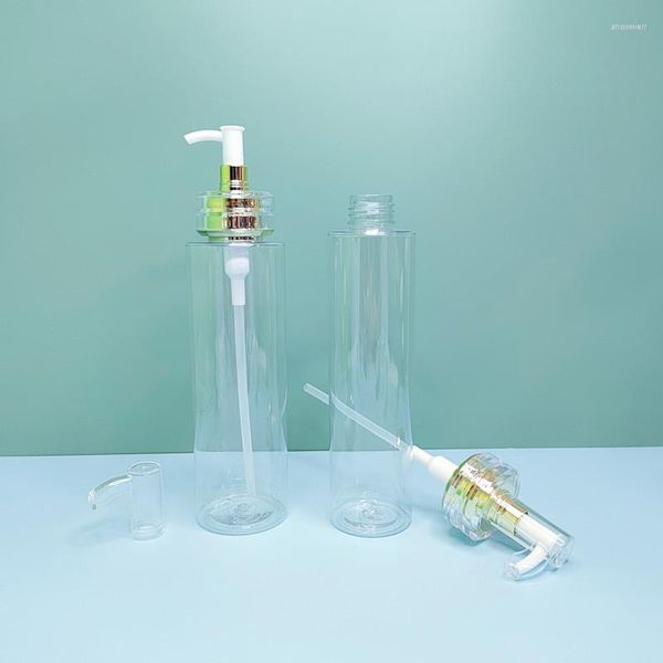 Aufbewahrungsflaschen, 100–500 ml, leere PET-Shampoo-Unterabfüllung, ätherische Öle, transparenter Kunststoff-Kosmetikbehälter, Lotionspumpe