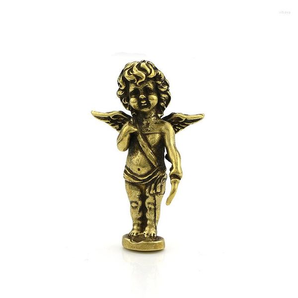 Estatuetas decorativas antigas de bronze cupido sólido ângulo de amor miniaturas ornamentos