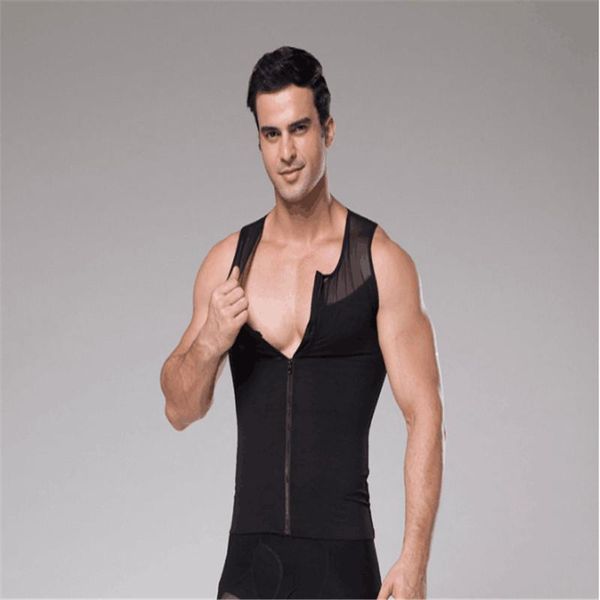 Intimo modellante per il corpo da uomo Ginecomastia Tette dimagranti Uomo Cerniera Controllo addome Corsetto Pancia grande Tummy Trimmer Gilet a compressione