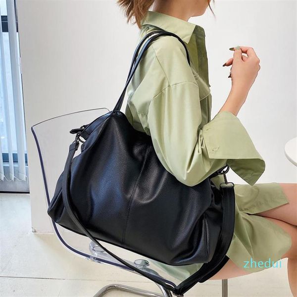 Bolsas de noite ombro preto grande para mulheres grandes saco de compras hobo cor de cor sólida de couro macio bola crossbody lady viajando para 343n