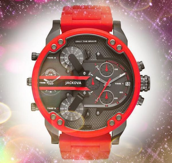 Бизнес -тренд Высокие большие много часовые часы мужчин хронограф красный резиновый ремень из нержавеющей стали европейский бренд Кварц -наручные часы.