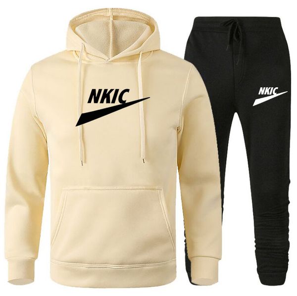 Neue Winter Herrenbekleidung Trainingsanzüge Männer Sets Druck Hoodie Set Fleece Sweatshirt Casual Sport Jogginghose Herren Trainingsanzüge Markenlogo-Druck