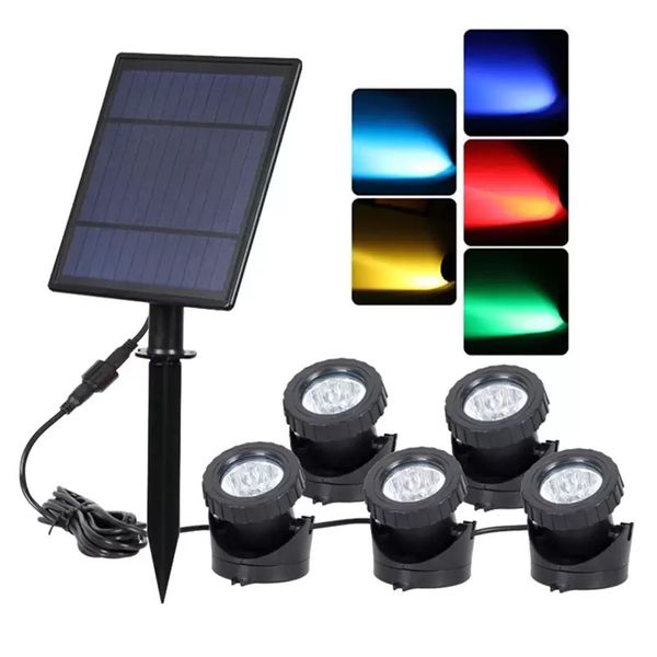 Luzes subaqu￡ticas solares ￠ prova d'￡gua ao ar livre IP68 Submers￭vel Pool Spotlight RGB L￢mpada de gramado para p￡tio de jardim