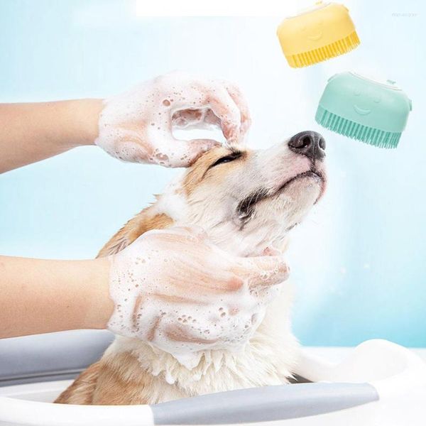 Dog Apparel Banheiro Filhote de cachorro Big Cat Bath Massage luvas de massagem Acessórios de silicone de segurança suave para cães Cats Ferramentas MASCOTAS Produtos