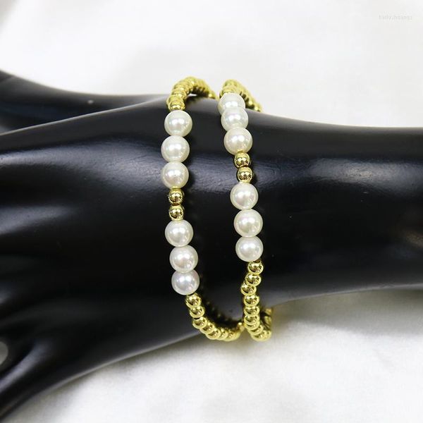 Strand 5 PCs Pearls Gold Badyed Stacking Style Bracelet Add Add Pinging Jewelry Bracelets for Women 8521