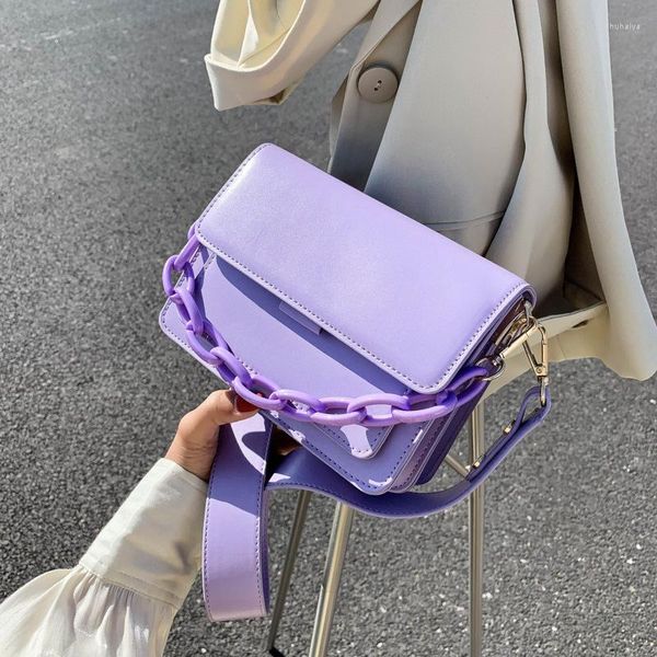 Abendtaschen Helle Farben Mini Flap Bag Mode Kette Weibliche Crossbody Pu Leder Schulter Für Frauen 2022 Junges Mädchen Lila Handtaschen
