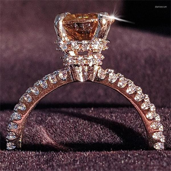 Hochzeit Ringe 2022 Luxus Rose Gold Farbe Kissen Verlobungsring Für Frauen Dame Jahrestag Geschenk Schmuck Großhandel Valentinstag