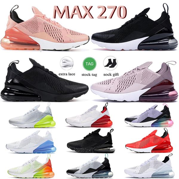 Spor ayakkabı 270 Koşu Ayakkabıları Üçlü Siyah Beyaz Üniversite Kırmızısı Barely Rose Yeni Kalite Platin Volt 27C 270s Erkek Kadın Tenis Eğitmenleri Sneakers Boyut 36-45