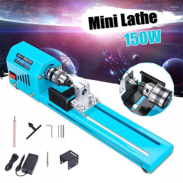 Conjuntos profissionais de ferramentas manuais 150W 12V-24V Mini Machine Machine Machine Miniatura Torno Diy Woodworking Polishing Wood Working TP-0287