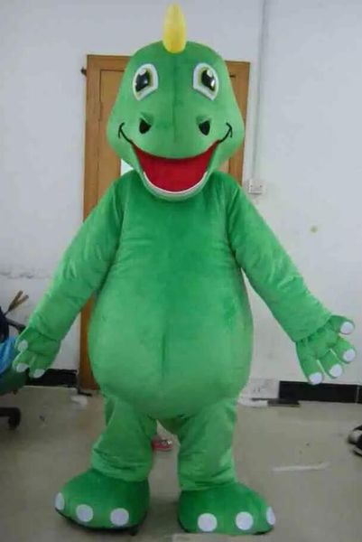 Costume da mascotte dinosauro dinosauro verde di alta qualità in peluche caldo di alta qualità da indossare per adulti