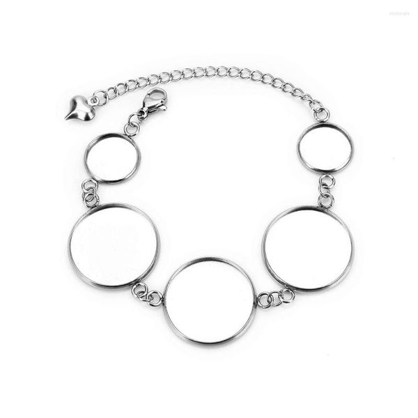 Braccialetto 5/10 pezzi braccialetti fatti a mano rotondi in acciaio inossidabile braccialetto con castone vuoto impostazione base adatta 12mm20mm cabochon gioielli da donna fai da te