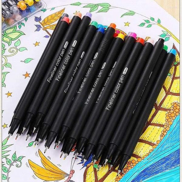 Caneta de caneta FineLiner 0,4mm Microns Marcadores de canetas para desenho de esboço de artigos de papelaria finos Supplies de arte 24-100 cores