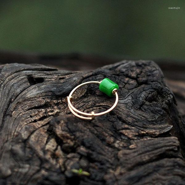 Cluster Rings Natural Myanmar Jade Diseed Sapphire S925 Серебряное кольцо стерлинго