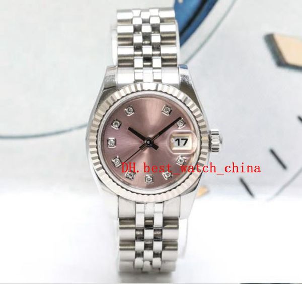 179174 Damenuhr der Log Type Series, 26 mm, rosa Scheibe mit Diamant, Datumsanzeige, automatische mechanische Uhr, Asien 2813, Sport-Saphirglas, 2022