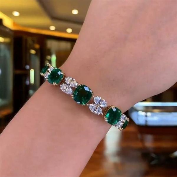 Bracelete de casamento da marca choucong 18k preenchimento de ouro marquise emerlad 5a zircon cz diamante insere vender melhor as mulheres eternity bangle for amante presente