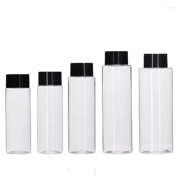 Garrafas de armazenamento 100/2010/150/200/250ml Pet Plástico Toner Water Bottle Brilhe Bright Black parafuso tampa transparente líquido cosmético Hydrolat 20pcs