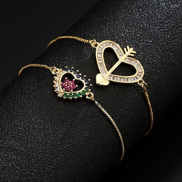 Link Bracciali 2022 Fashion Double Heart Charm For Women Design unico Forever Love CZ Wedding Jewelry Promise Gift