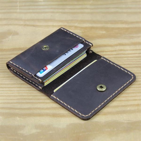 Handmade Fades Vintage Genuine Leather Credit Cards Men Wallet Small Women Moed Buriness Id Cart￣o Caso Crazy Horse Cowhide Mal252L