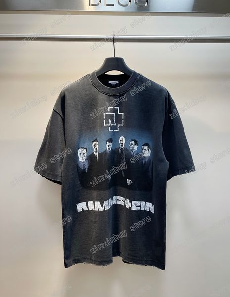 Xinxinbuy Мужчины дизайнер разрушенная футболка футболка париж