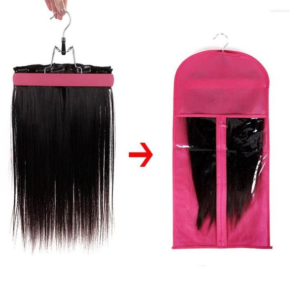 Depolama torbaları 2pcs toz geçirmez koruyucu peruk tutucu saç uzatma peruk çanta askı ile