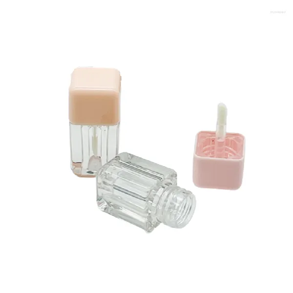 Vorratsflaschen, rosa, weiß, quadratisch, fett, kurz, Lipgloss-Röhren, flüssiger Lippenstift, Behälter, Make-up-Organizer, Mini 4 ml, Lipgloss-Stab, 30 Stück