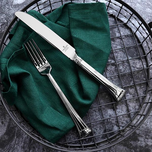 Dinnerware Sets Fashion Art Cutlery Conjunto de produtos ecológicos Prata Aço inoxidável Real Juegos de Vajilla Decore Home EC50CJ
